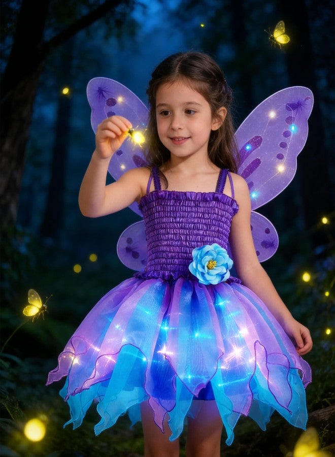 Axaxa Light Up Fairy Costume for Girls Fairy Two-Piece Dress Set with Light Up Butterfly Wings - Image 1