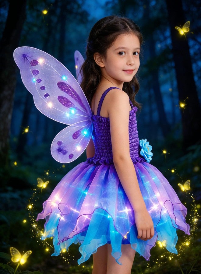 Axaxa Light Up Fairy Costume for Girls Fairy Two-Piece Dress Set with Light Up Butterfly Wings - Image 2