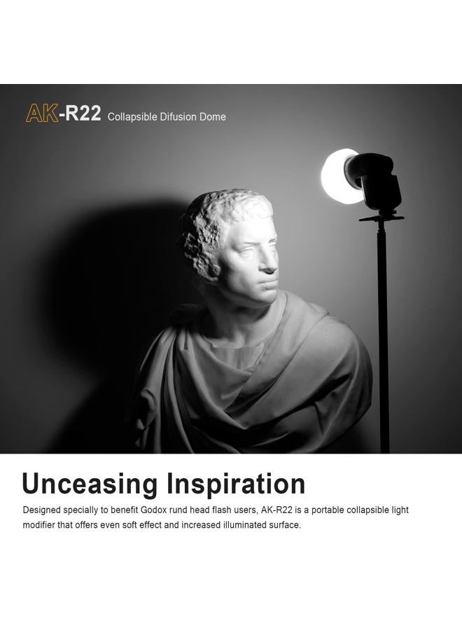 Godox AK-R22 Collapsible Diffusion Dome, Diffuser for Godox V1/ V1pro Round Head Flash, Godox AD100Pro, Godox H200R - Image 5
