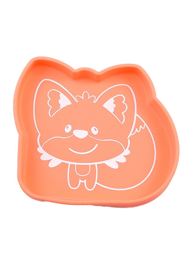 Orange little fox children's silicone dining plate with sucker - Image 1