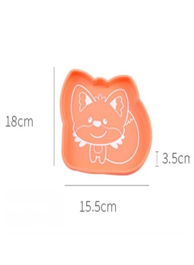 Orange little fox children's silicone dining plate with sucker - Image 2