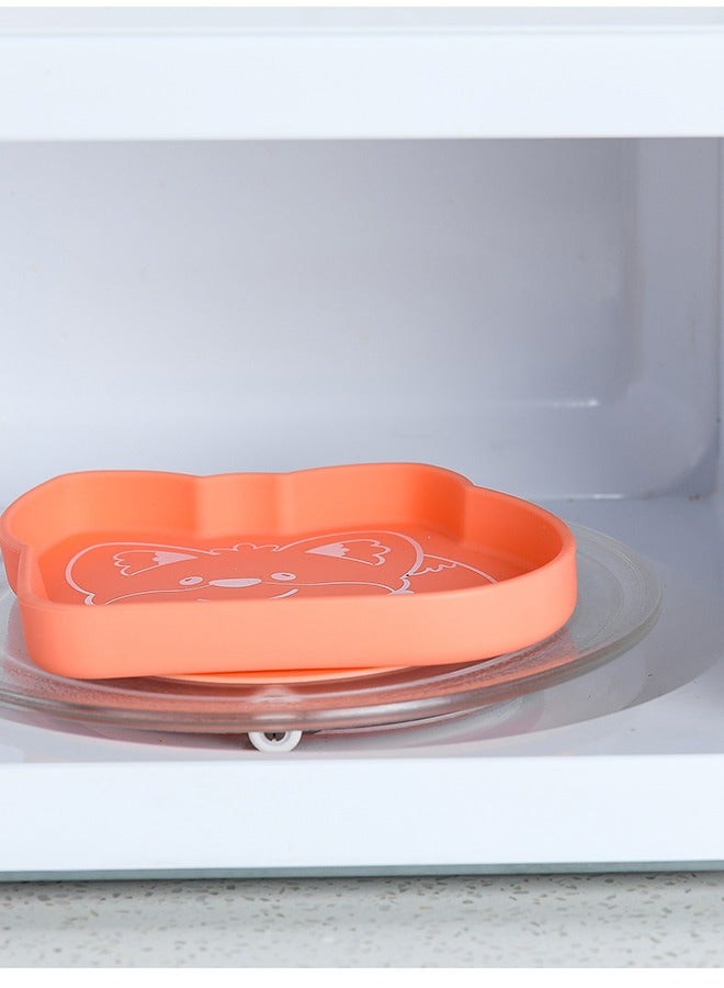 Orange little fox children's silicone dining plate with sucker - Image 4