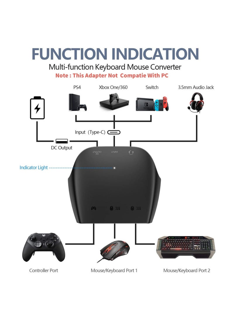 كابتن تيك Keyboard and Mouse Adapter, Mouse and Keyboard Converter Adapter for N- Switch/Xbox Serious X/S/Xbox 360/Xbox One/PS4/PS3, USB Gaming Mouse Keyboard Converter - Image 2