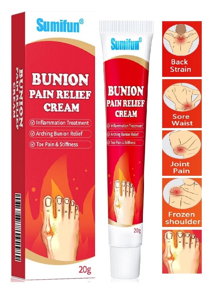 Sumifun 1-Piece Bunion Pain Relief Cream For & Toe Swelling - Foot Back, Neck, Knee, Hand, Wrist, Shoulder, Feet, Healing Ointment 20g - Image 1