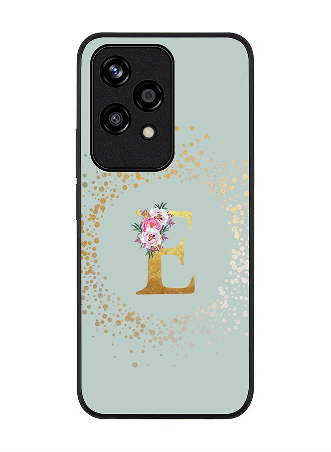 Stylizedd Rugged Black edge case for Honor 200 Lite, Slim fit Case Flexible Cover - Custom Monogram Initial Letter Floral Pattern Alphabet - E (Light Grey ) - Image 1