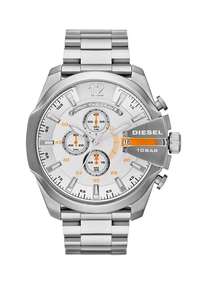 DIESEL DIESEL Men's Mega Chief Round Shape Stainless Steel Chronograph Wrist Watch 54 mm - Silver - DZ4328  - Image 1