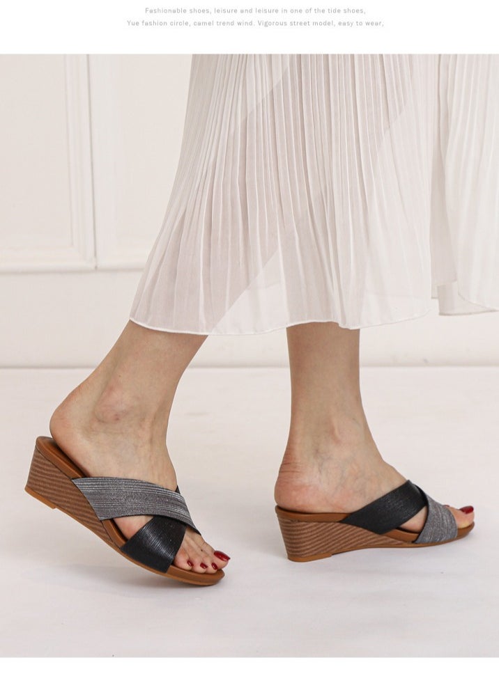 SIKETU Slope Heel Roman Sandals For Women, Open Toed Travel Shoes For Women  - Image 2