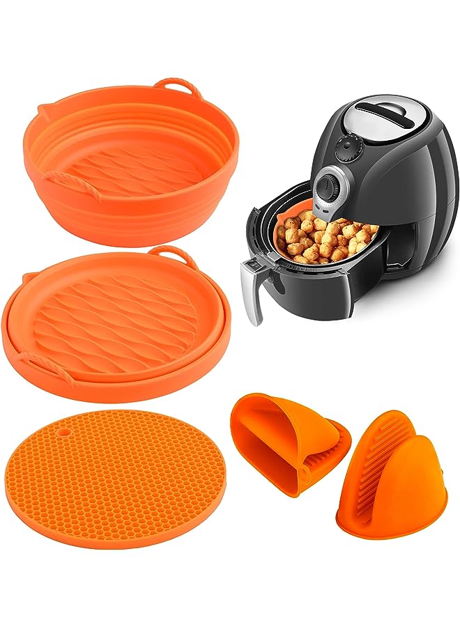 vesus Silicone Air Fryer Accessories Bombo, Reusable Air Fryer Liners Silicone Replaces Parchment Paper For Air Fryers, 8.5In Air Fryer Pans Fit 5-8QT AirFryers, Easy to Clean Air Fryer Silicone Pot - Image 1