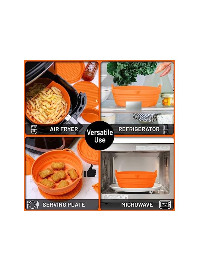 vesus Silicone Air Fryer Accessories Bombo, Reusable Air Fryer Liners Silicone Replaces Parchment Paper For Air Fryers, 8.5In Air Fryer Pans Fit 5-8QT AirFryers, Easy to Clean Air Fryer Silicone Pot - Image 2