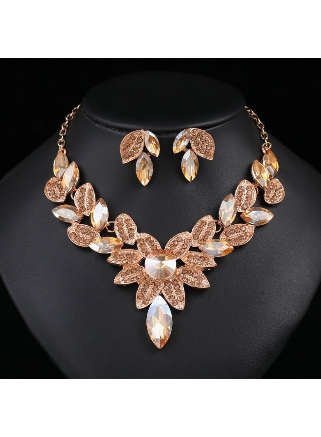 NIBEMINENT Vintage Luxurious Crystal Jewelry Set