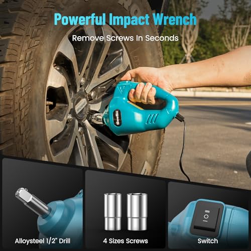 SEESII Electric Car Jack Kit 5 Ton 17.7 Inch Lift Range 3in1 car jack Hydraulic with Impact Wrench and Tire Inflator Floor Jack for SUV/Pickup/Truck/Sedan Roadside Emergency Tire Change Spare Tool Set - Image 5