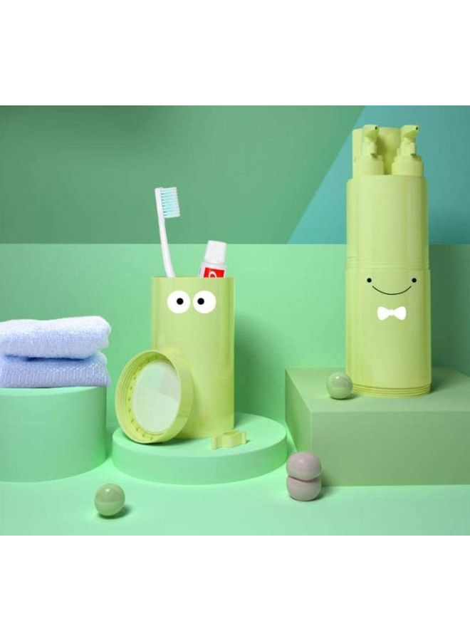 NIBEMINENT 5-Piece Portable Toothbrush Holders And Accessories Set Green/White 6.8 x 20cm - Image 3