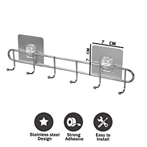 Zebroc Wall Hooks Utility for Towel Bathrobe Coats,Bathroom Kitchen Waterproof and Oil Proof Nail Free Transparent Heavy Duty Wall Hook & Ceiling Hanger 6 Pcs Hook-5KG Load Capacity - Image 2