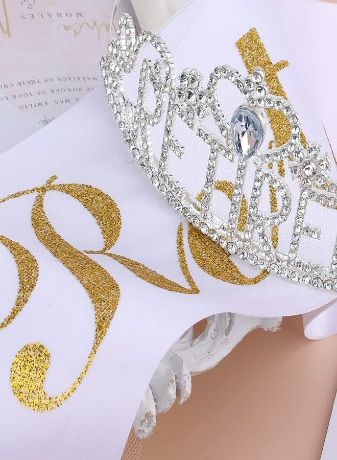 KINBOM 1 Set Retirement Crown and Sash, Glitter Rhinestone Officially Retired Crown and Retired Sash Retirement Party Decorations Supplies for Women (Silver, White, Golden) - Image 3