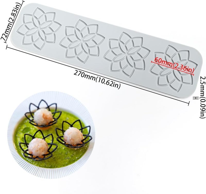 mostsom Cake Lace Embossing Mat Silicone Mold Lotus Flower Textured Fondant Impression Molds for DIY Cookies, Chocolate, Candies, Dessert Decor, Edible Baking Tools (E_ Lotus Flower) - Image 3