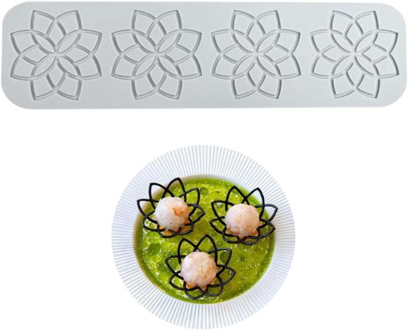 mostsom Cake Lace Embossing Mat Silicone Mold Lotus Flower Textured Fondant Impression Molds for DIY Cookies, Chocolate, Candies, Dessert Decor, Edible Baking Tools (E_ Lotus Flower) - Image 2