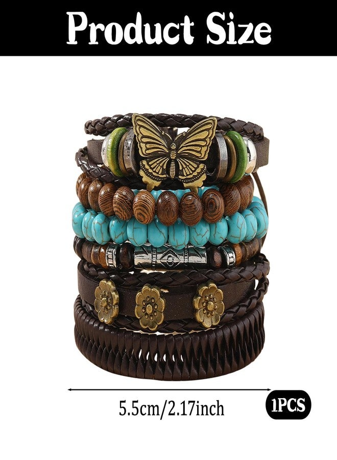 CZMZHFC Western Bracelet for Women,Bohemian Cowgirl Turquoise Beaded Stretch Bracelets,Vintage Stackable Bull Head Cowboy Boots Feather Bracelets Set,Country Ethnic Western Jewelry Accessories for Women Men (StyleE) - Image 2
