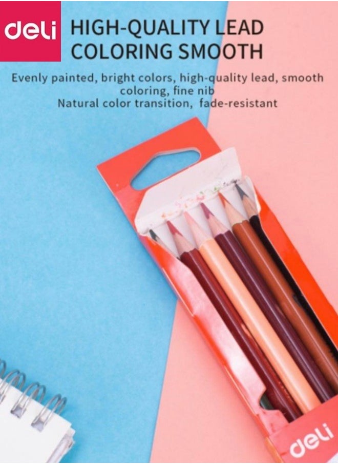 Deli 6-Piece 12 Colors Double-end Coloured Pencil Set Wooden Break-protected Color Pencil Multicolour  - Image 5