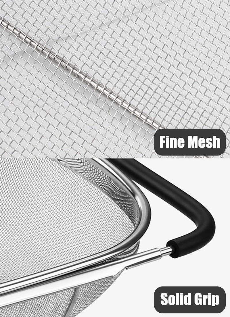 DOPMEP Fine Mesh Colander Over The Sink 6 Quart Stainless Steel Strainer Basket & Expandable Rubber Grip Handles - Strain, Drain, Rinse Fruits, Vegetables | Expandable Rubber Grip Handles - Strain, Drain, Rinse Fruits, Vegetables - Image 3