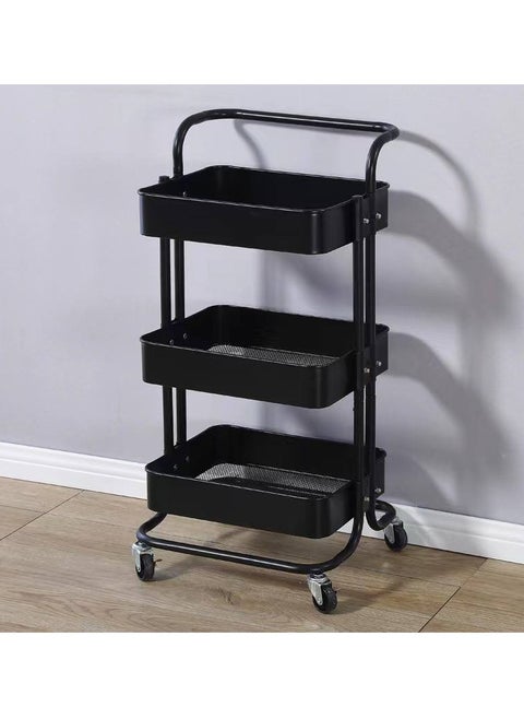 Aluminum metal storage shelves, specially designed for easy space saving and organization. Made of durable metal and equipped with a swivel wheel for easy mobility. To be used in the kitchen, bathroom, living room, or even keeping tools and supplies. It is distinguished by its features and extensive knowledge in various fields with multi-colored activities