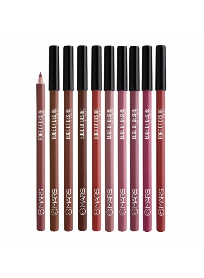 MARS Matte Liner Set of 10 | One Swipe Smooth Application | Long Lasting & Travel Friendly Lip Pencil | Multicolor | Set-B (1.4g x 10) - Image 1