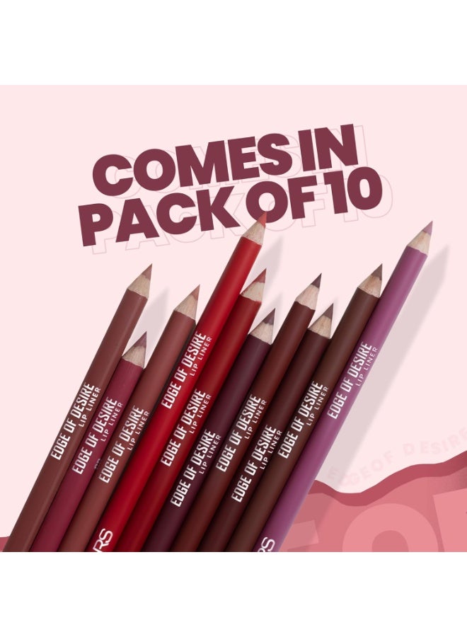 MARS Matte Liner Set of 10 | One Swipe Smooth Application | Long Lasting & Travel Friendly Lip Pencil | Multicolor | Set-B (1.4g x 10) - Image 4
