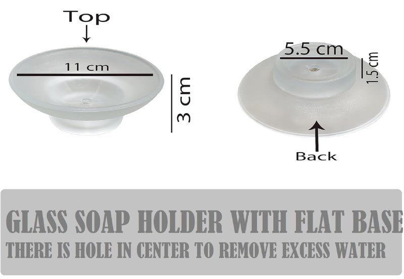 PEFKO PFK043 Table Deck Mounted Frosted Glass Soap Dish/Soap Case/Soap Holder for Bathroom/Washbasin/Kitchen (Round [ Pack of- 1 ]) - Image 4
