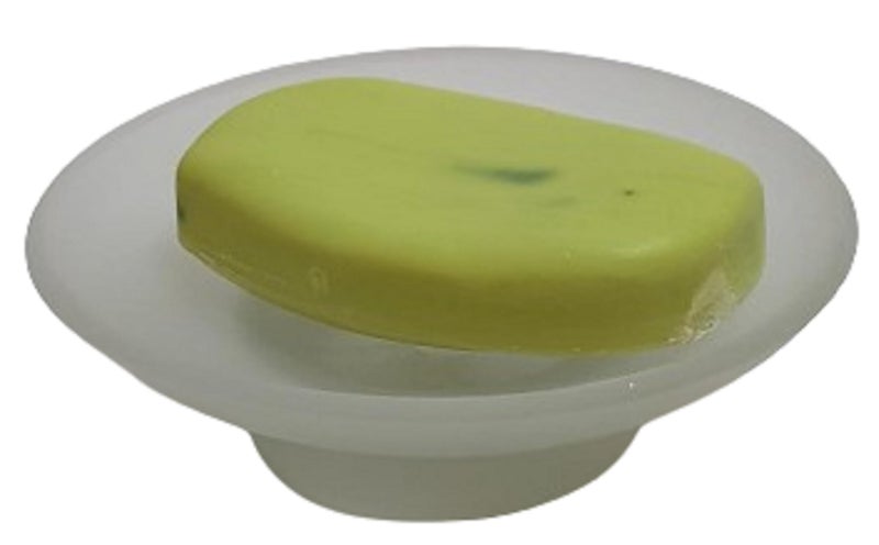 PEFKO PFK043 Table Deck Mounted Frosted Glass Soap Dish/Soap Case/Soap Holder for Bathroom/Washbasin/Kitchen (Round [ Pack of- 1 ]) - Image 2