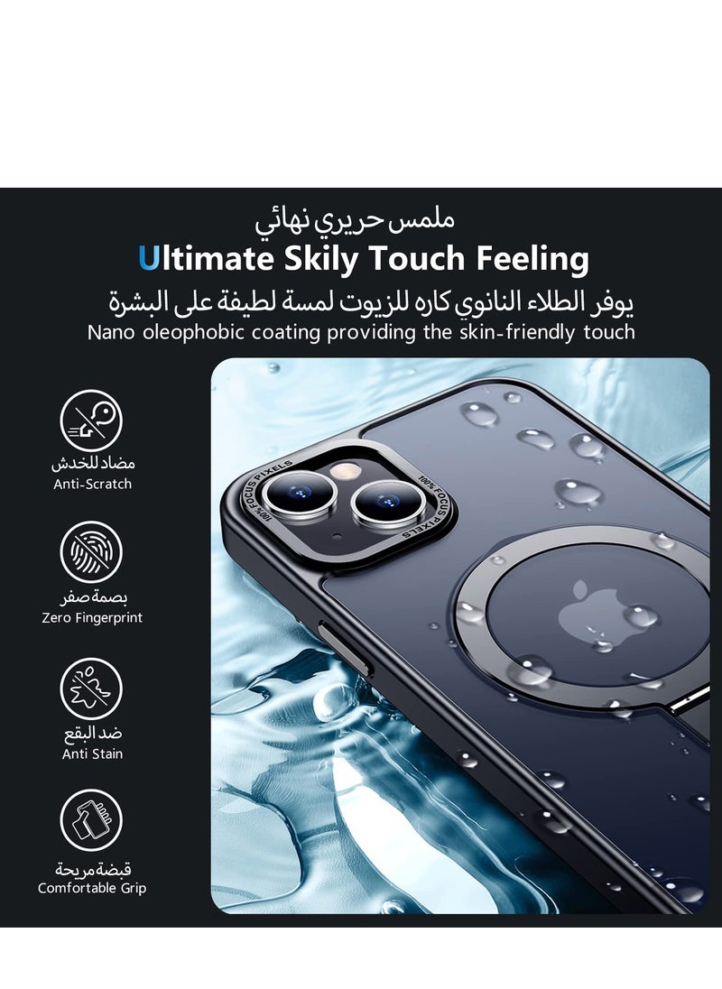 Eligo - iPhone 15 MagSafe Case with Magnetic Invisible Stand,【Full Shockproof Protection】Matte Back Phone Cover with Magnet Kickstand for Apple 15 (2023)(Black) - Image 1