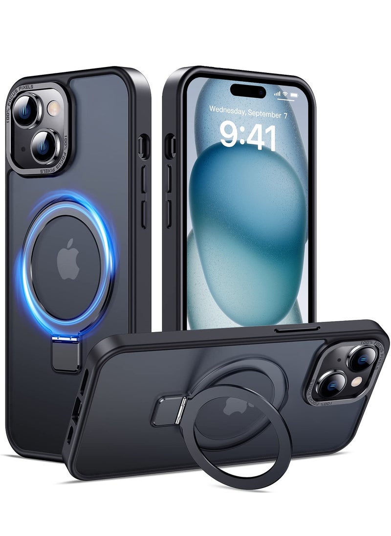 Eligo - iPhone 15 MagSafe Case with Magnetic Invisible Stand,【Full Shockproof Protection】Matte Back Phone Cover with Magnet Kickstand for Apple 15 (2023)(Black) - Image 1