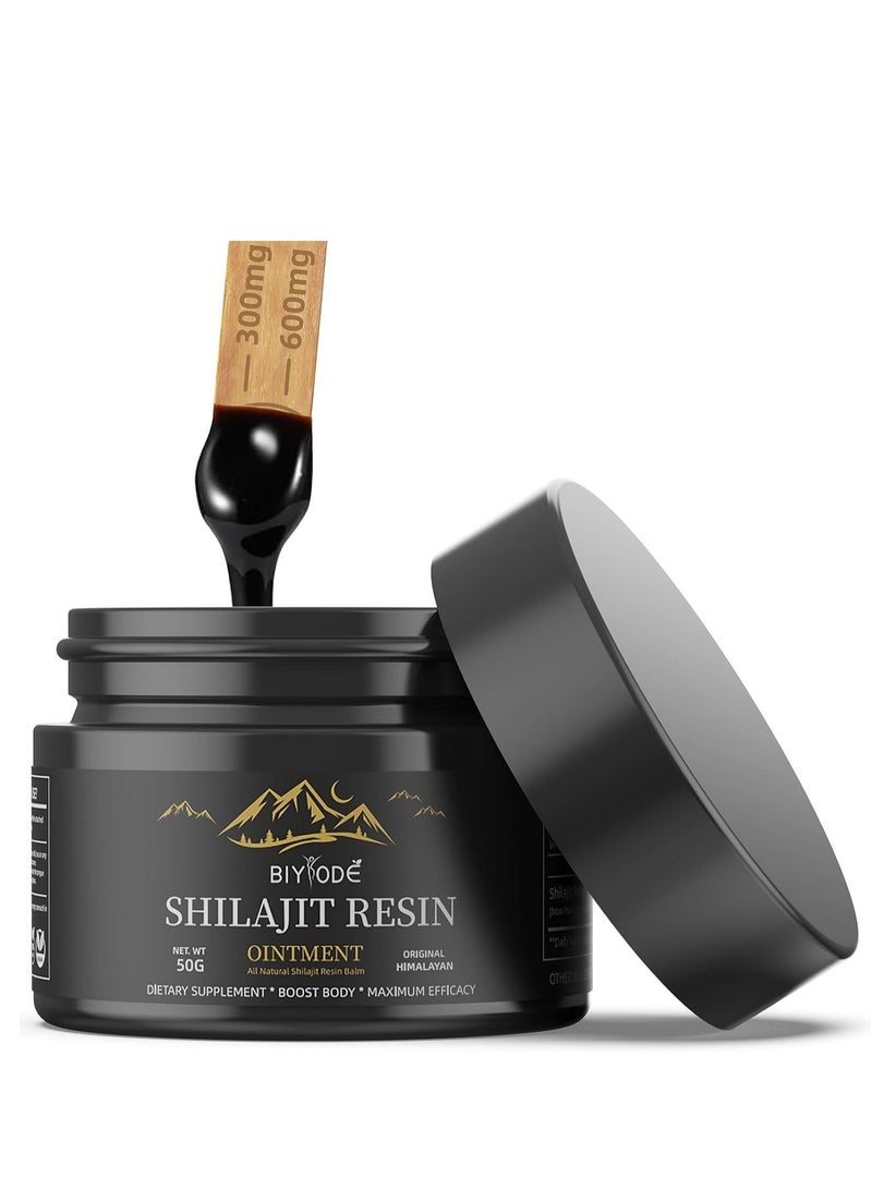 BIYODE Shilajit Pure Himalayan Organic Shilajit Resin - 600mg Potency Gold Grade Shilajit Supplement, Natural & Authentic with 85+ Trace Minerals & Fulvic Acid, Energy & Immune Support Men & Women, 50 Grams - Image 1
