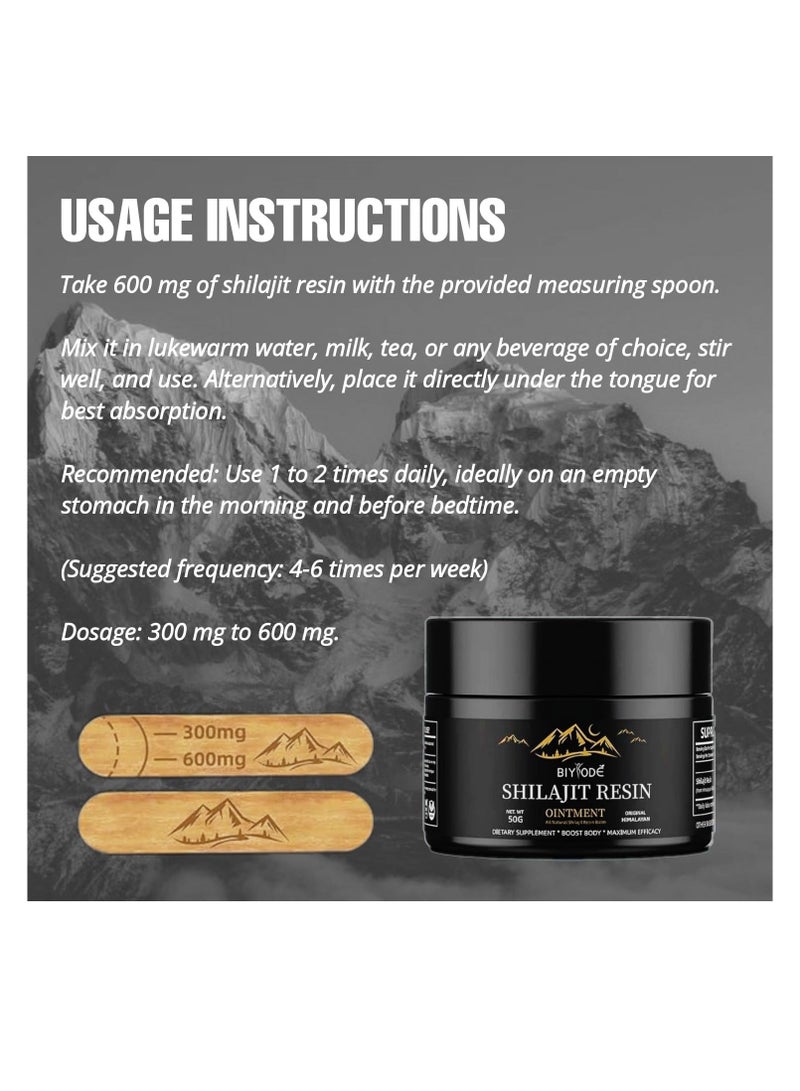 BIYODE Shilajit Pure Himalayan Organic Shilajit Resin - 600mg Potency Gold Grade Shilajit Supplement, Natural & Authentic with 85+ Trace Minerals & Fulvic Acid, Energy & Immune Support Men & Women, 50 Grams - Image 4