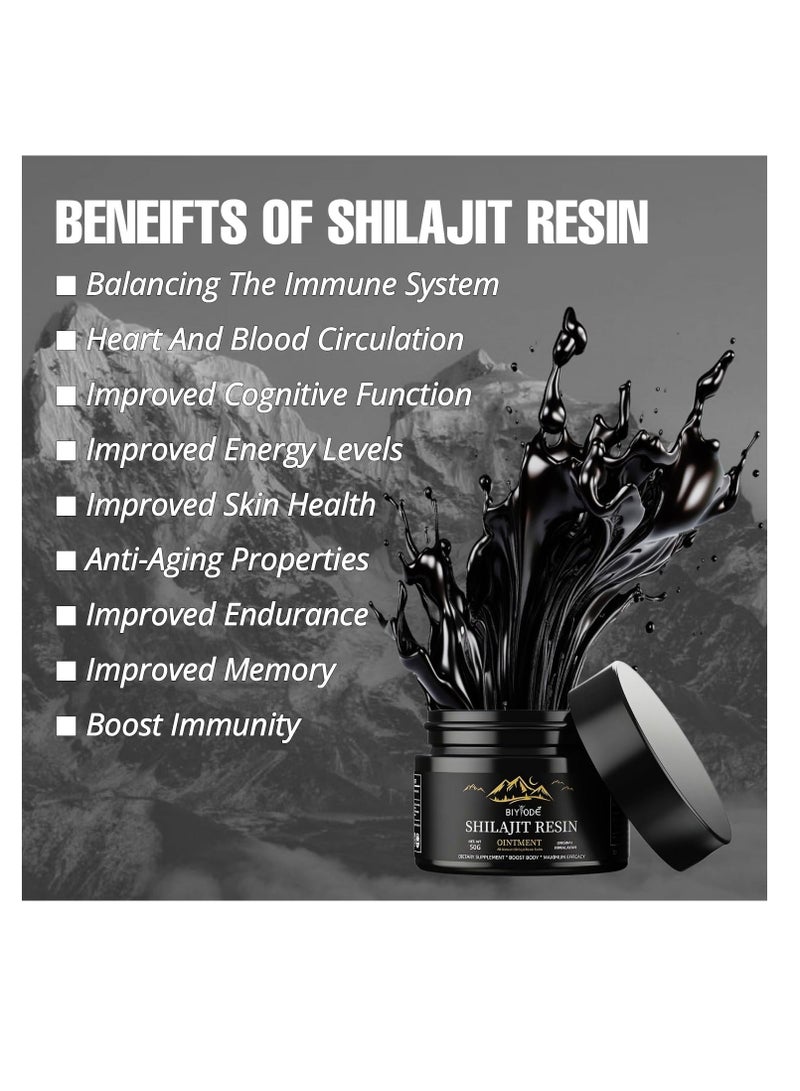 BIYODE Shilajit Pure Himalayan Organic Shilajit Resin - 600mg Potency Gold Grade Shilajit Supplement, Natural & Authentic with 85+ Trace Minerals & Fulvic Acid, Energy & Immune Support Men & Women, 50 Grams - Image 3