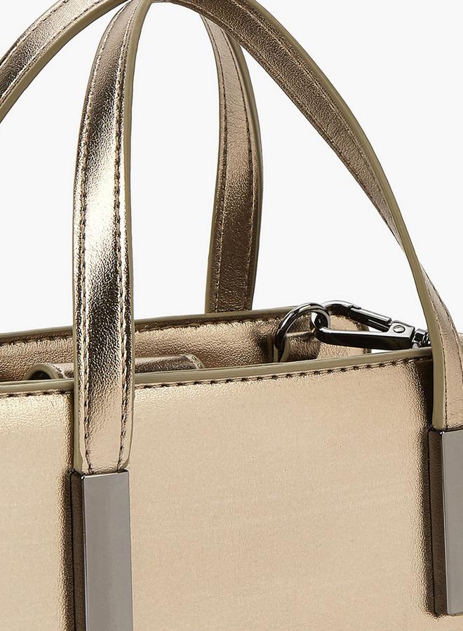 Flora Bella By Shoexpress Metallic Tote Bag with Double Handle and Zip Closure - Image 5