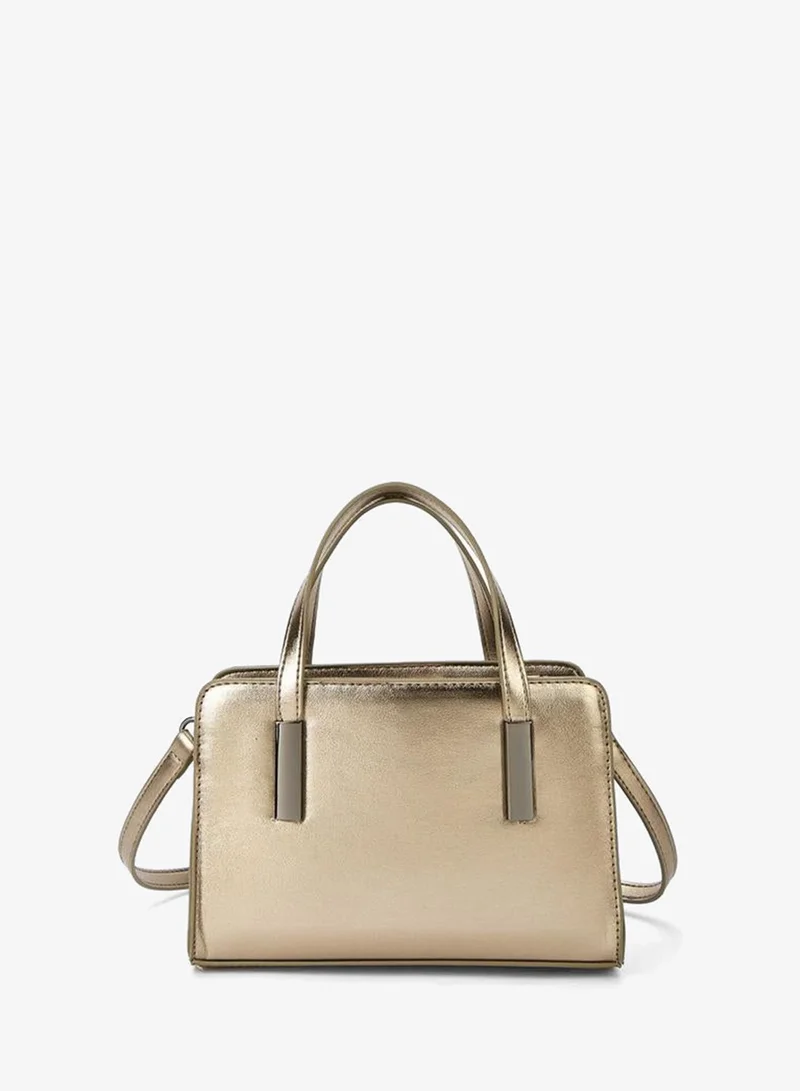 Flora Bella By Shoexpress GREY Metallic Tote Bag with Double Handle and Zip Closure for Women | Best Price UAE
