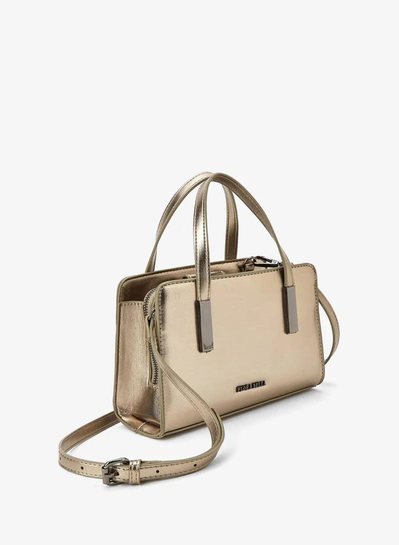 Flora Bella By Shoexpress GREY Metallic Tote Bag with Double Handle and Zip Closure for Women | Best Price UAE