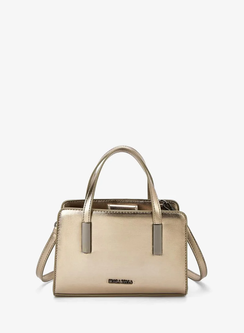 Metallic Tote Bag with Double Handle and Zip Closure
