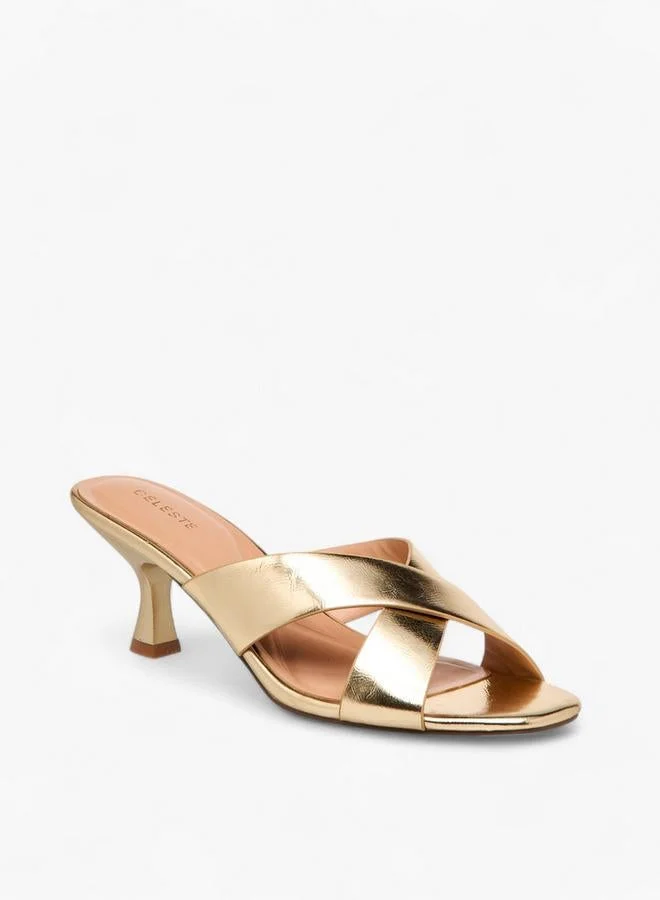 سيليست صنادل نسائية بكعب هريرة متقاطع