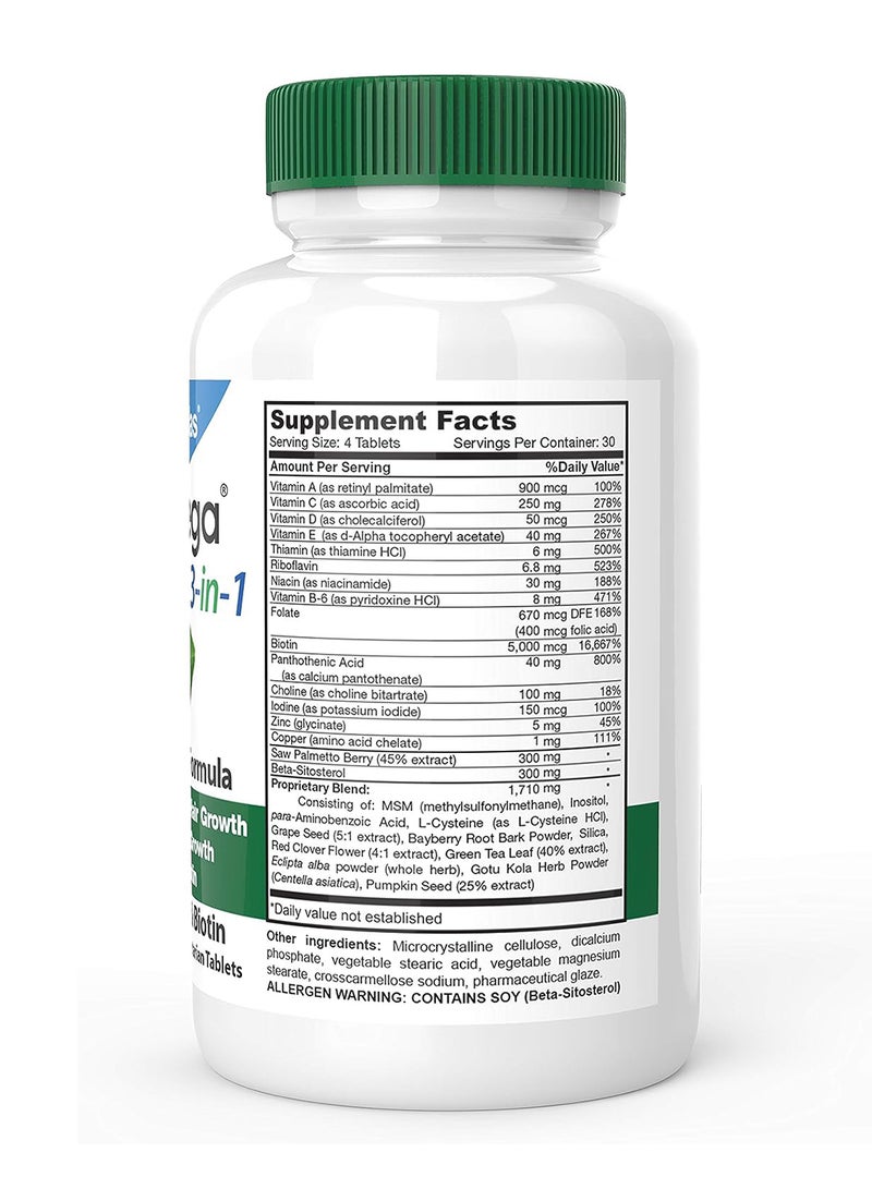 DrFormulas هايروميغا 3 في 1 فيتامينات نمو الشعر مع مثبط DHT مكمل البيوتين للشعر والبشرة والأظافر للنساء والرجال 120 حبة - Image 2
