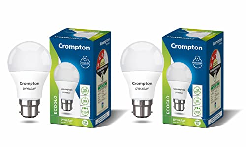 Crompton Dyna Ray 9W Round B22 LED Cool Day Light Pack of 2 - Image 1