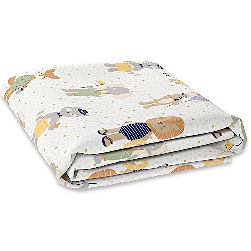 haus & kinder Haus and Kinder 100% Cotton Fitted Cot Crib Sheet | Bed Sheets for Newborn Baby Crib Mattress | Deep Pocket All Round Elastic Fitted Crib Sheet for Baby| Size 132 cm x 71 cm | Jungle Party - Image 4