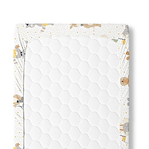 haus & kinder Haus and Kinder 100% Cotton Fitted Cot Crib Sheet | Bed Sheets for Newborn Baby Crib Mattress | Deep Pocket All Round Elastic Fitted Crib Sheet for Baby| Size 132 cm x 71 cm | Jungle Party - Image 5
