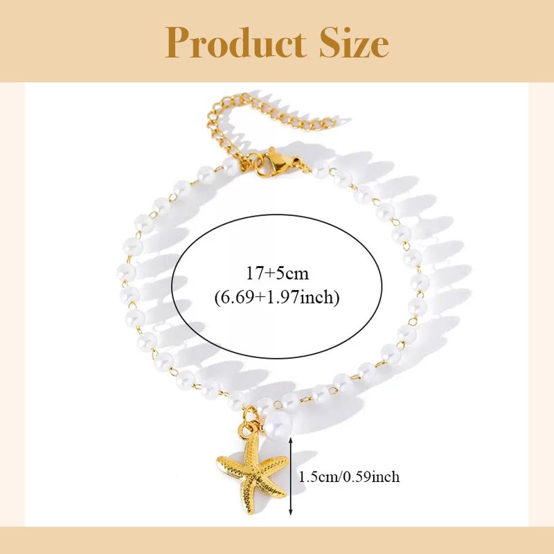 Joytezz Steering Wheel Charm Accessory Starfish Peral Pendant Car Decor Rearview Mirror Hanging Charm Women Teen Girl Gifts Gold - Image 3
