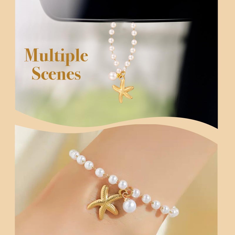 Joytezz Steering Wheel Charm Accessory Starfish Peral Pendant Car Decor Rearview Mirror Hanging Charm Women Teen Girl Gifts Gold - Image 5