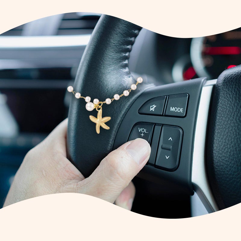Joytezz Steering Wheel Charm Accessory Starfish Peral Pendant Car Decor Rearview Mirror Hanging Charm Women Teen Girl Gifts Gold - Image 4