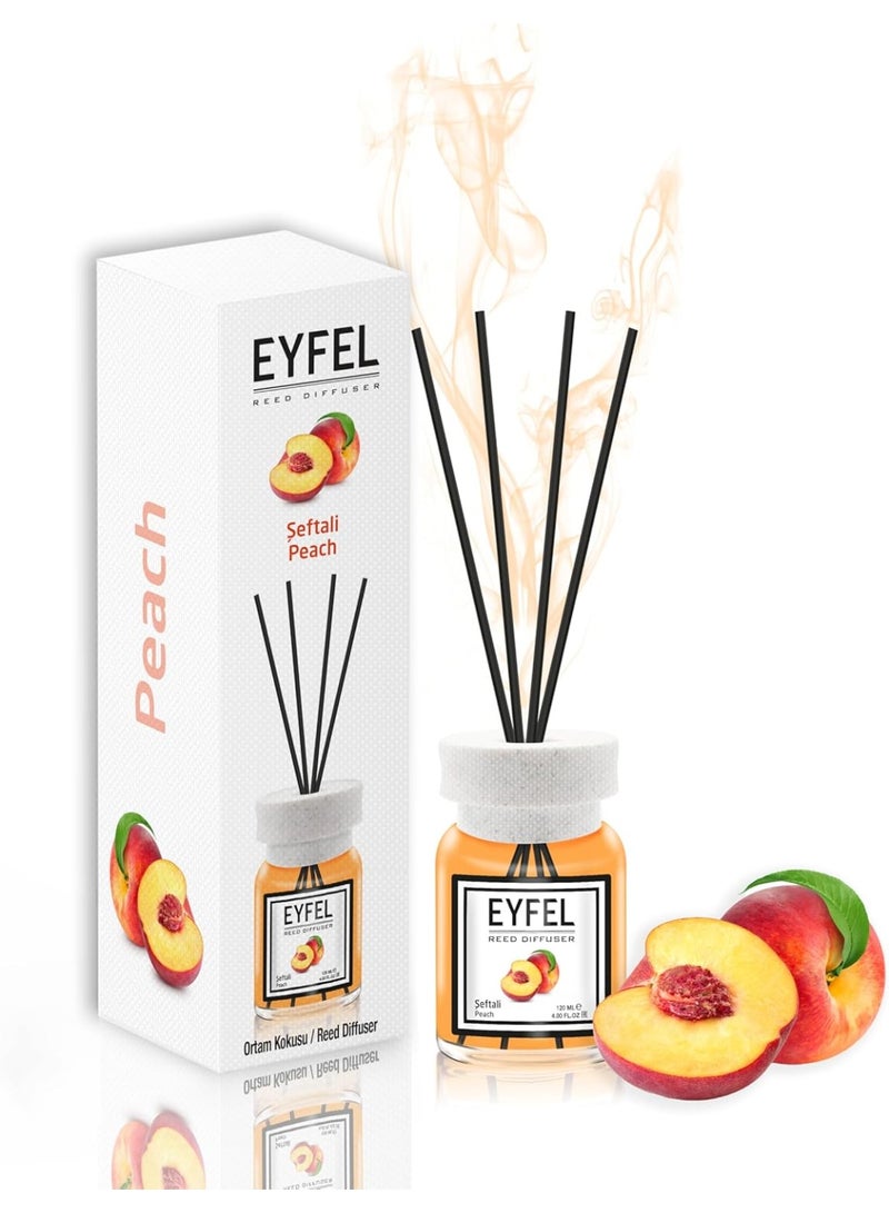 آيفيل معطر جو برائحة الخوخ من إيفيل، ١٢٠ مل | عطر يدوم طويلًا للمنزل والمكتب | معطر جو بالزيوت العطرية العلاجية | مُحسِّن طبيعي للرائحة | معطر جو سهل الاستخدام | يُحسّن المزاج ويُحسّن الأجواء - Image 1