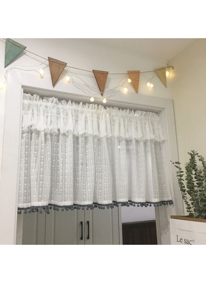 NIBEMINENT Cotton Short Window Curtain Beige/White  - Image 4