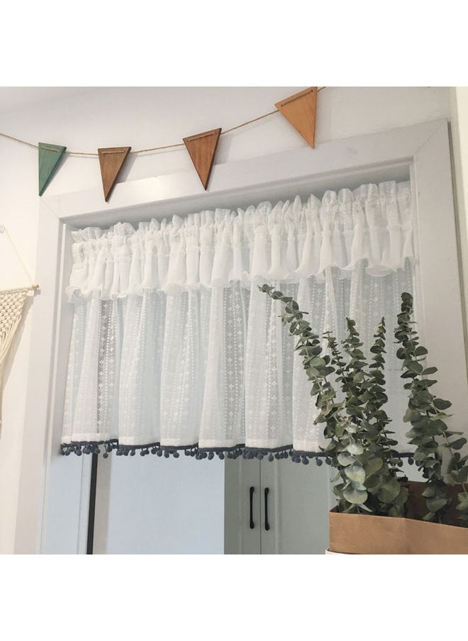 NIBEMINENT Cotton Short Window Curtain Beige/White  - Image 3