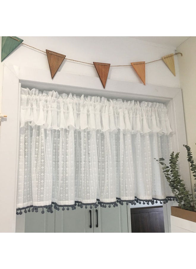 NIBEMINENT Cotton Short Window Curtain Beige/White  - Image 5