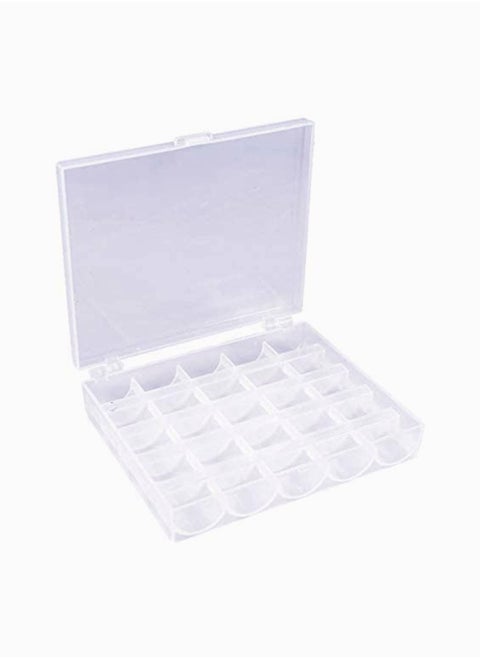 Bobbin Case, Bobbins Spool for Thread, Machine Organizer Plastic Transparent 25 Slots Empty Spools Box, Sewing Craft Case Storage Box (2Pack)